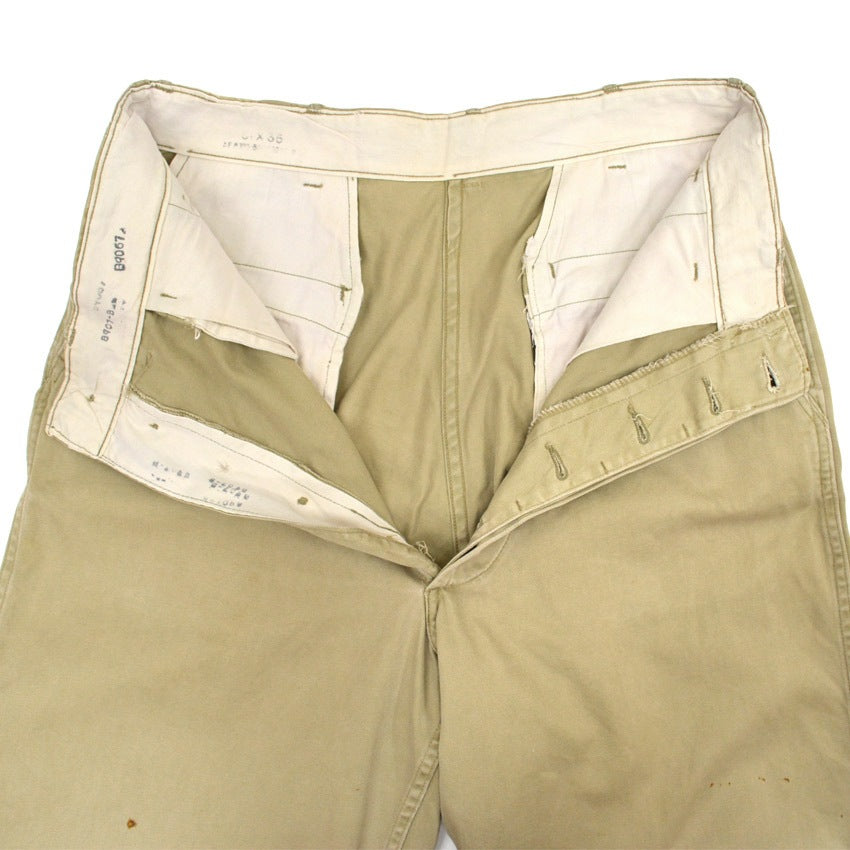 40's U.SARMY 1945 TROUSERS COTTON KAHKI CHINO ... W31 L31