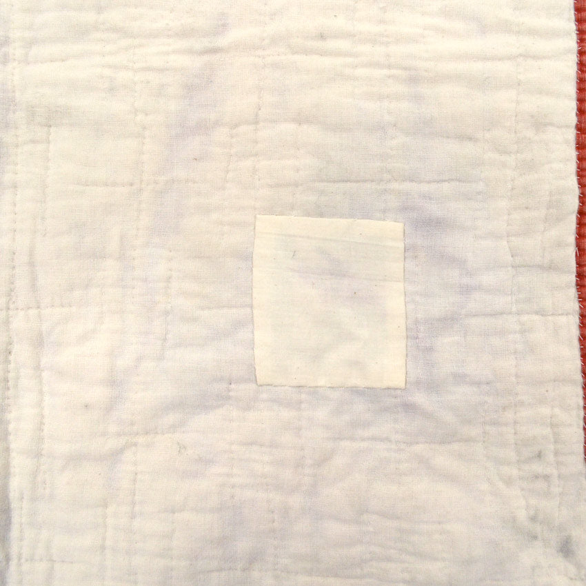 Old Handmade Patchwork Quilt Red & White...52cm×52cm