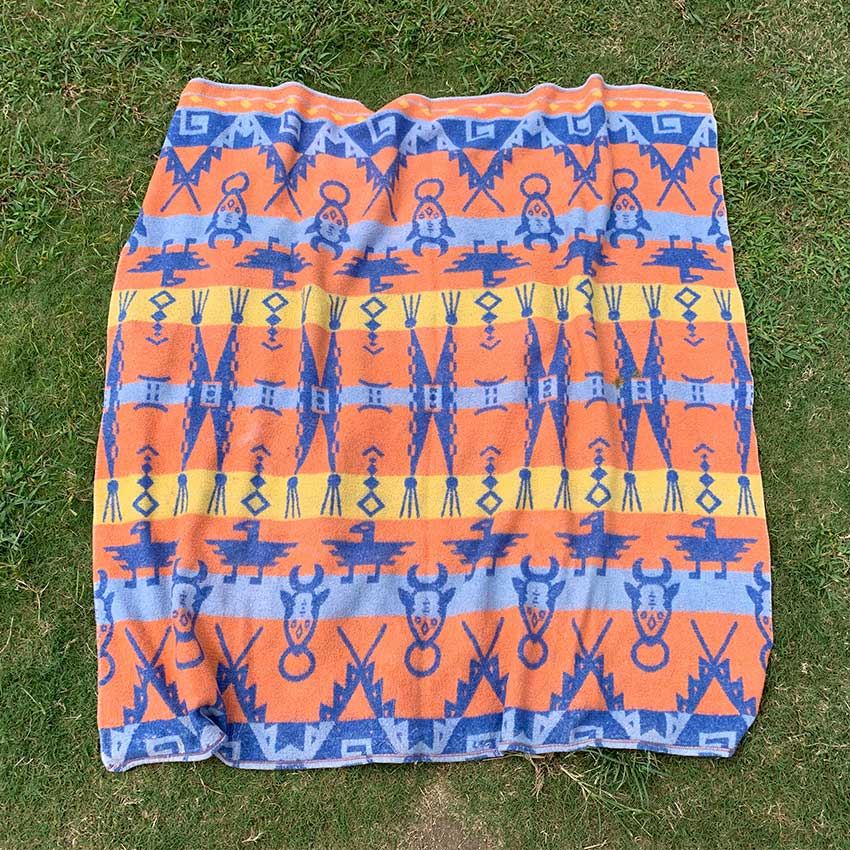 Circa 1950's Old Southwest Cotton Camp Blanket Thunderbird... 150cm×148cm