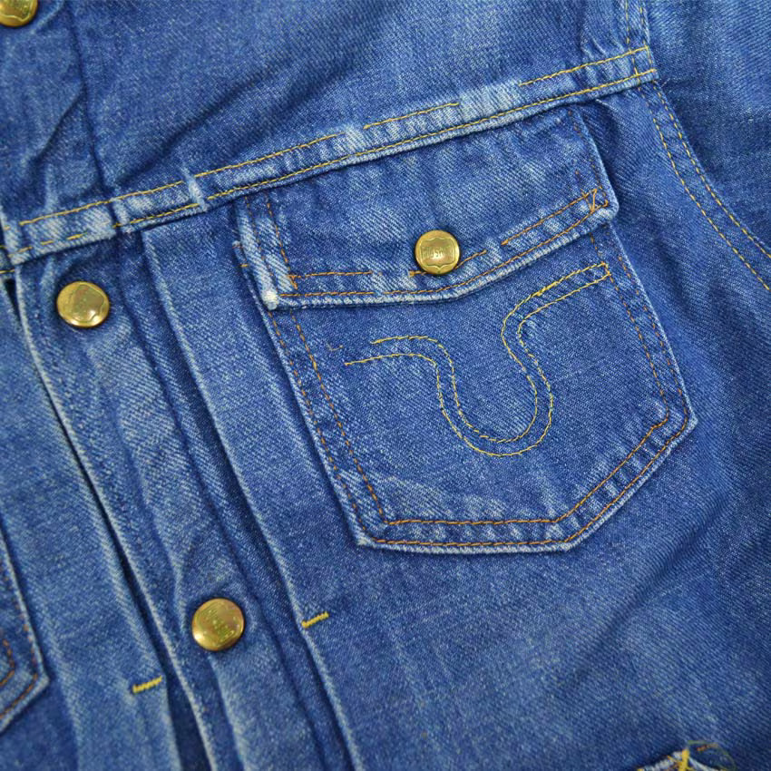 60's BIG SMITH Buckaroo Denim Jacket Orange Boa HIGE... 40