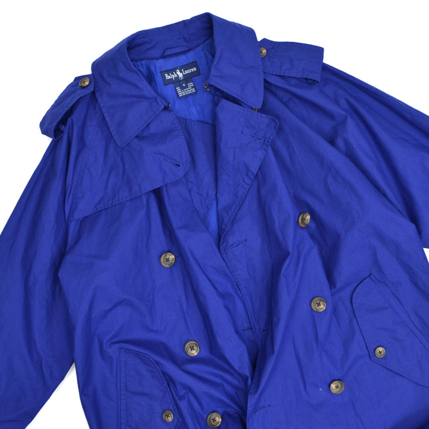 〜90's Ralph Lauren 馬タグ Cotton Trench Coat Dark Blue ... M