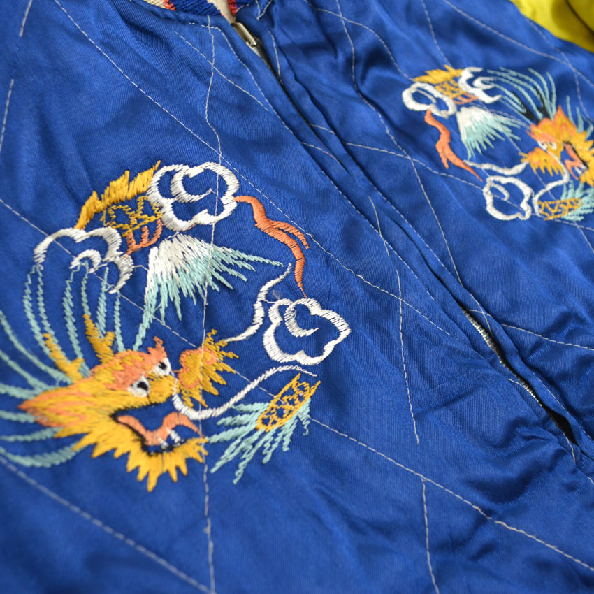 1950s JAPAN SOUVENIR JACKET (Sukajan) Beige with Speed ​​Zipper...