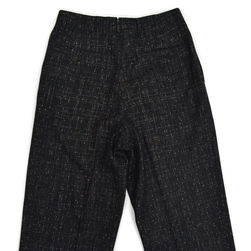 1950s-era black pinstripe Fleck Pattern kasuri wool slacks...
