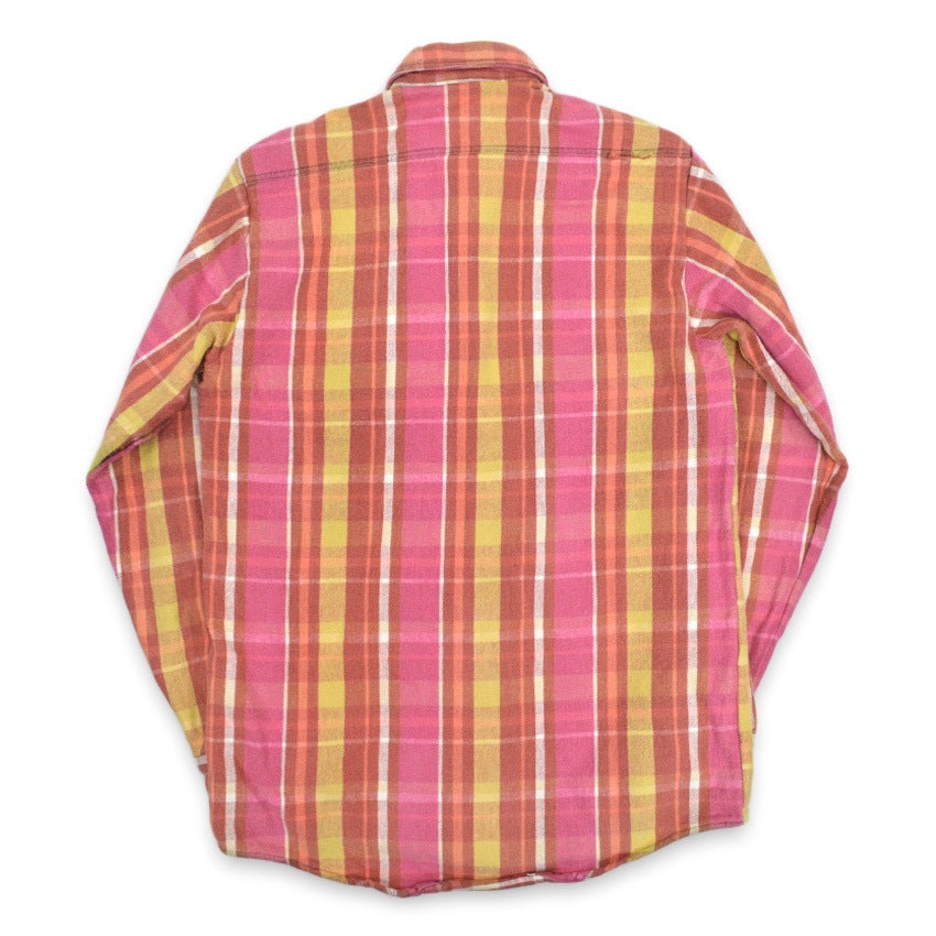 ~80's WINTER RUN PINK PLAID HEAVY FLANNEL SHIRT...