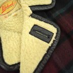 1950's~ Lakeland PLAID CHECK WOOL COAT WITH LEATHER TRIM... 38