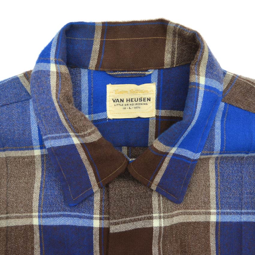 1960's VAN HEUSEN BLOCK PLAID SHIRT...L
