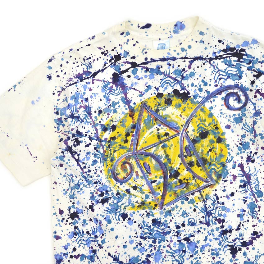1990's BELTON Abstract Art Painting T-shirt... L
