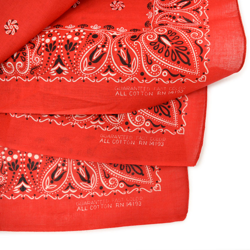 DEADSTOCK WAMCRAFT BANDANA RED PAISLEY ... Set of 3