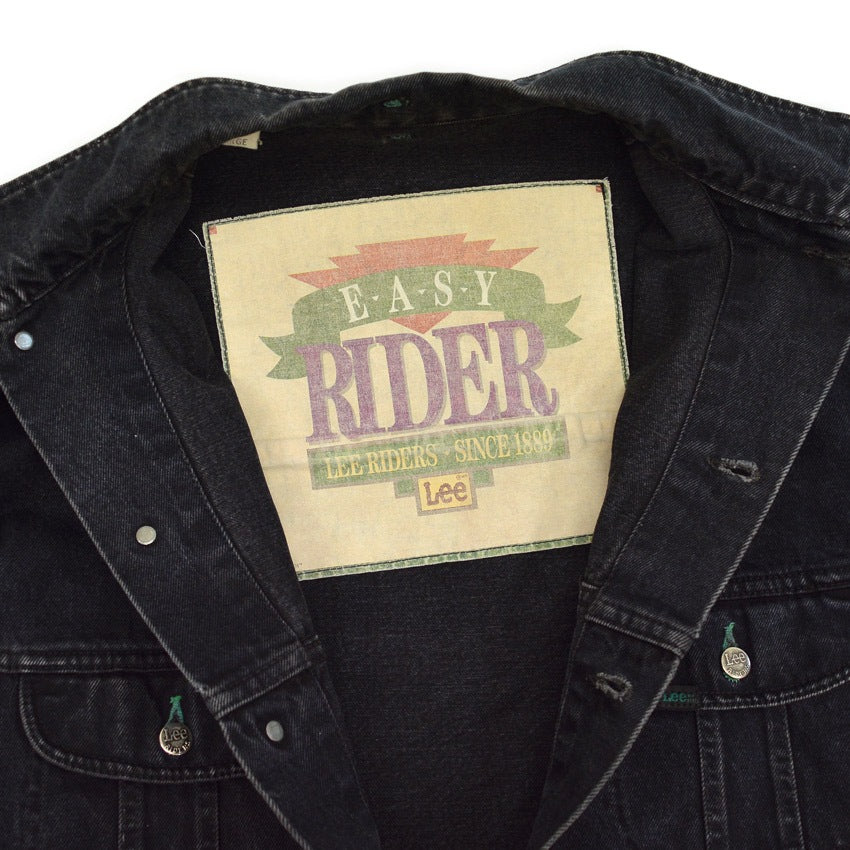 1980s Lee RIDER BLACK DENIM BIG SIZE with oversized patch... XL