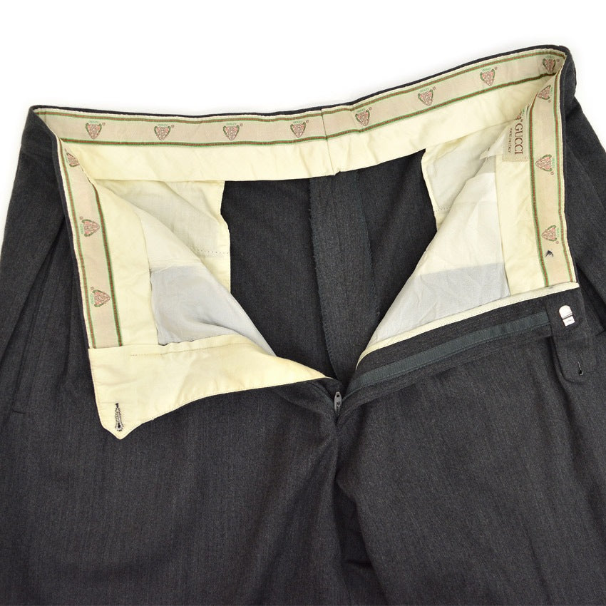 1980s Gucci Old Gucci Charcoal Grey Wool Slacks... W37 L28