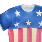 1980's~ AMERICAN FLAG SILK SCREEN ALL OVER PRINT T-SHIRT...