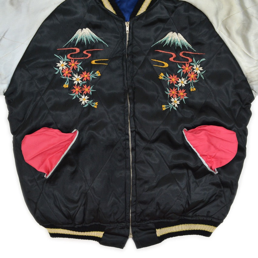 ~1950s JAPAN SOUVENIR JACKET (Sukajan) - Eagle & Tiger design, Cherry zipper...