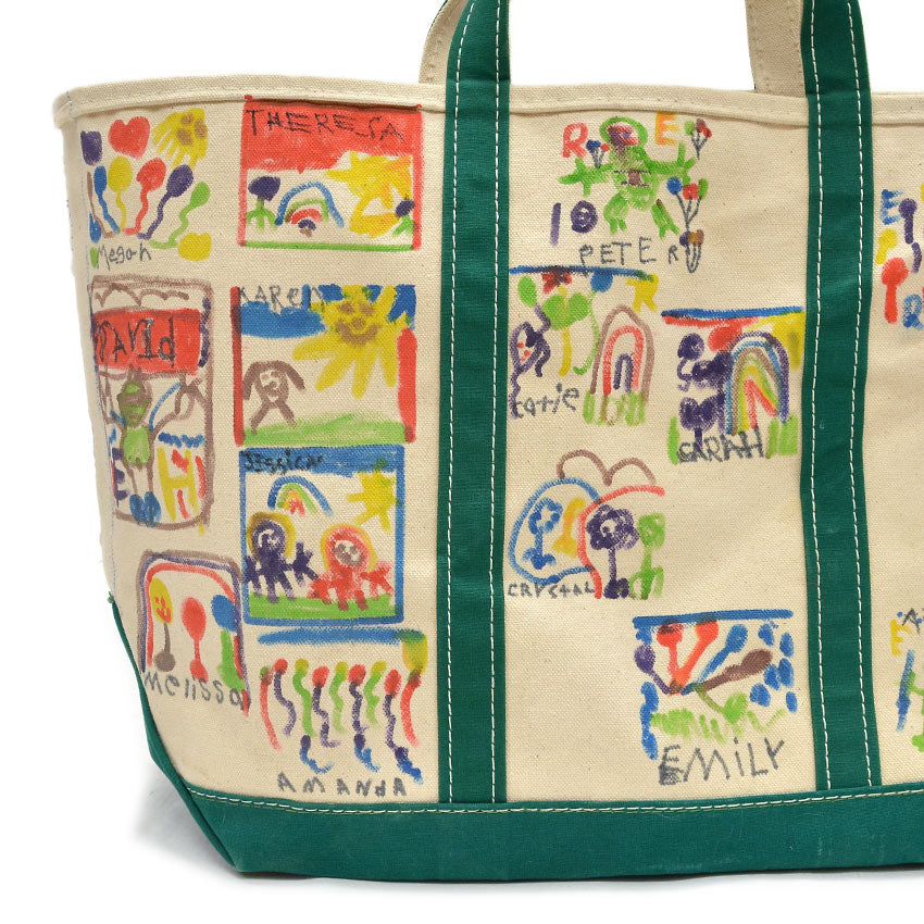1980's L.L.BEAN ART PAINT BOAT AND TOTE GREEN ... LARGE