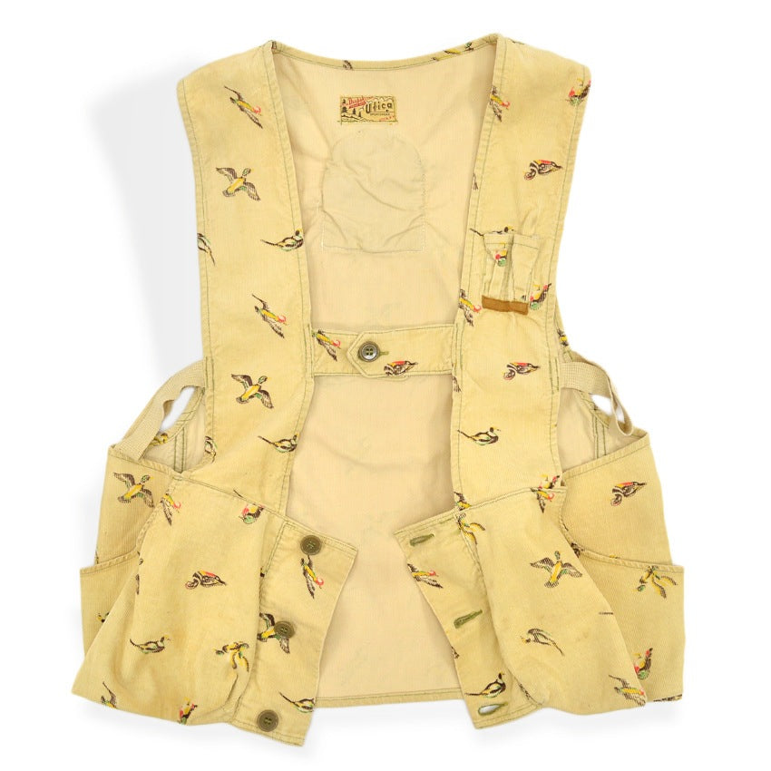 〜1950's UTICA Duxbak ROD AND GUN CLUB PRINT CORDUROY VEST ... Fits like S