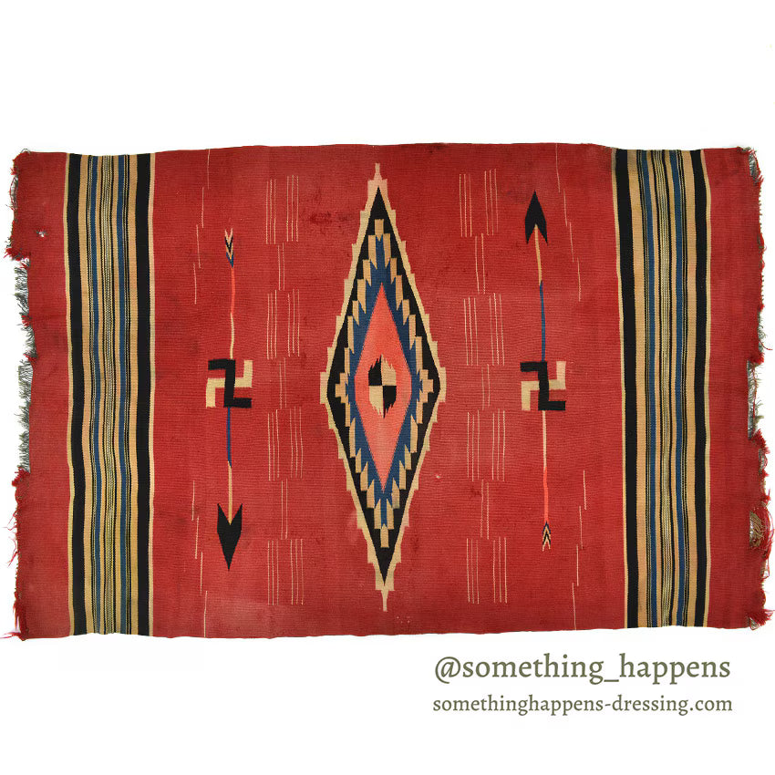 c.1920's CHIMAYO RUG WITH SWASTIKA AND RED BACKGROUND ... 172cm×111cm