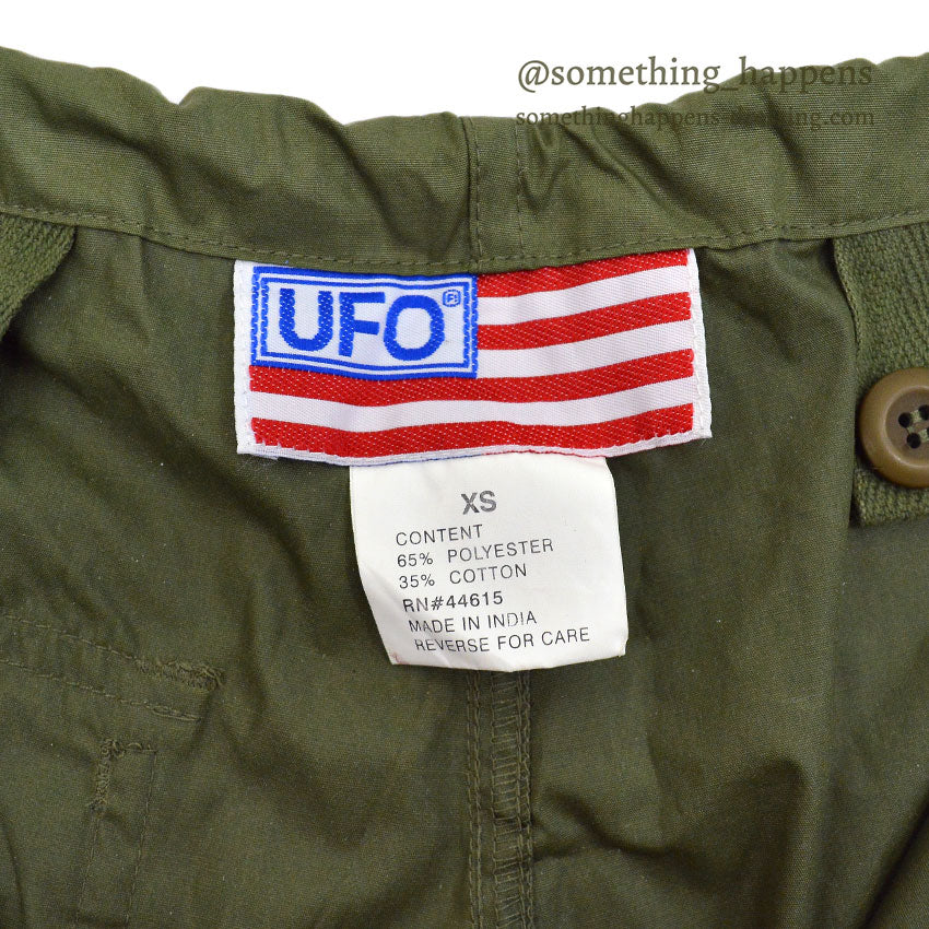 1990's~ DEADSTOCK UFO REFLECTIVE WEAR WIDE PANTS OLIVE...XS
