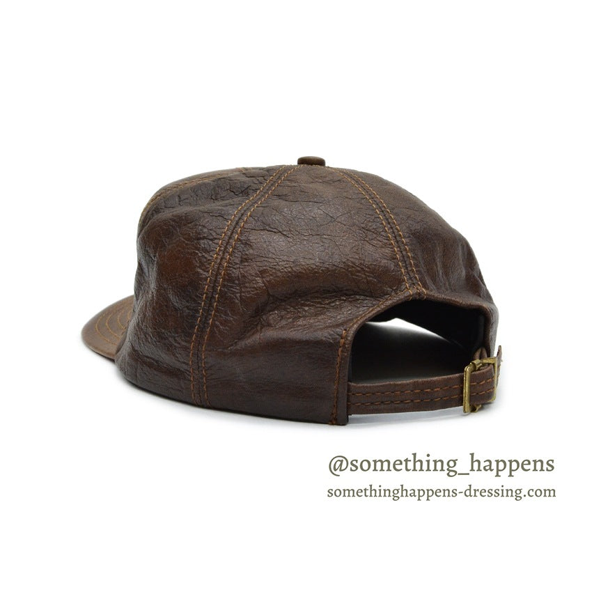 1980's ADVENTURE BOUND DARK BROWN LEATHER CAP...