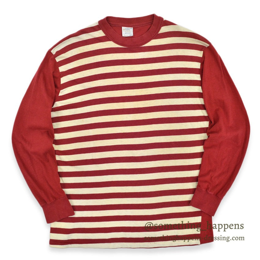 1970's TOWNCRAFT WHITE & RED BORDER L/S T-SHIRT ... L