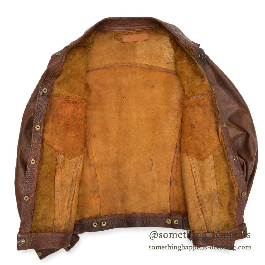 1960's~ SUPERIOR BROWN LEATHER JACKET TYPE 3RD... Fits like 40