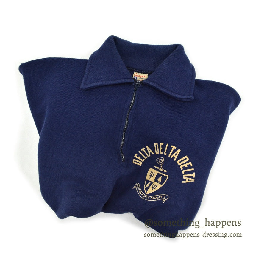 1950's〜 CHAMPION HALF-ZIP SWEAT SHIRT NAVY ... M