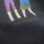 1990's ONEITA FINE FRIENDS ART T-SHIRT FADED BLACK ... L
