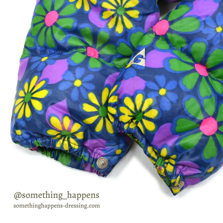 1970's GERRY HIPPIE FLOWER PATTERN ALL OVER PRINT DOWN JACKET...