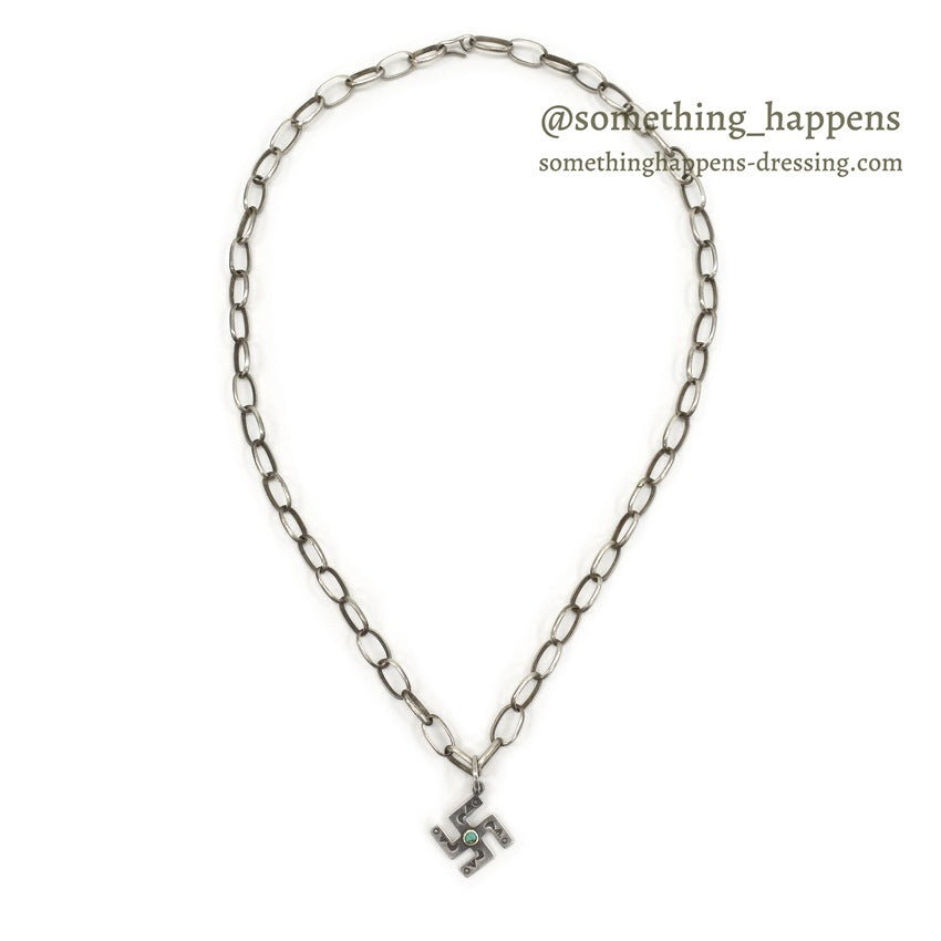 OLD NAVAJO SWASTIKA SILVER NECKLACE...