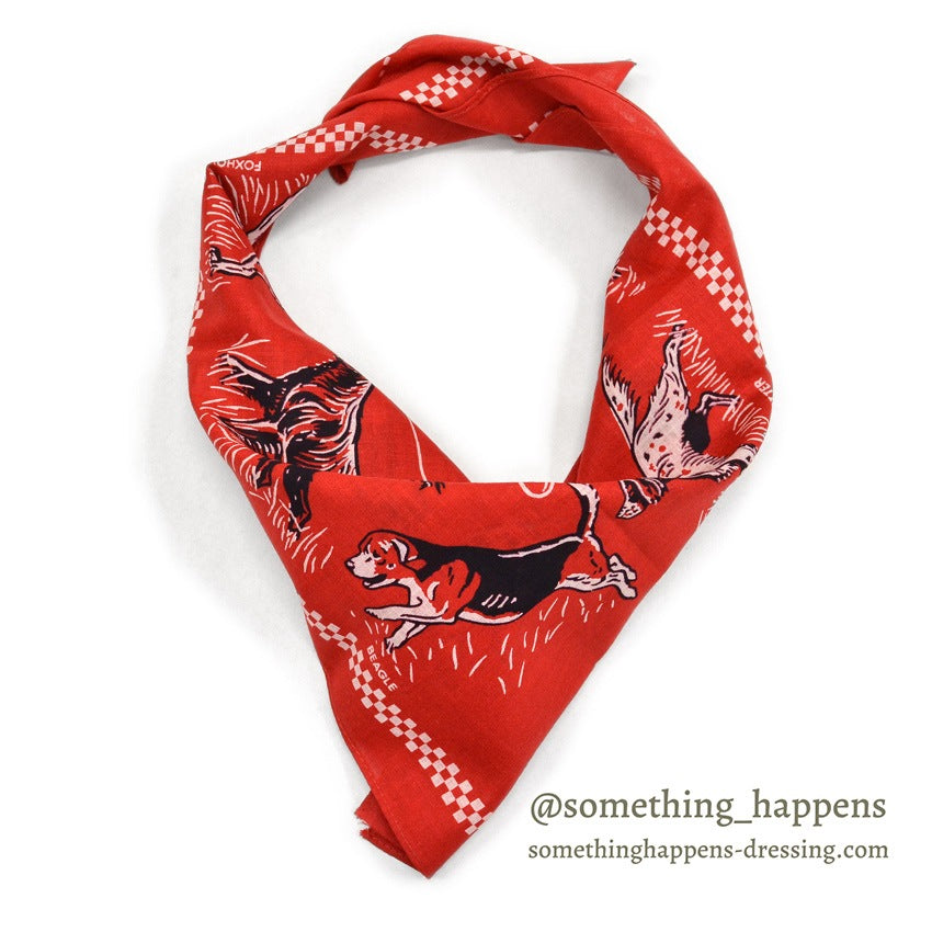 DEADSTOCK OLD HOUND DOG BANDANA CHECKERD FLAG...