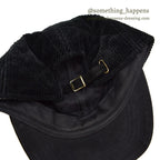 1990's EDDIE BAUER QUILTED CORDUROY & SUEDE JET BLACK CAP...