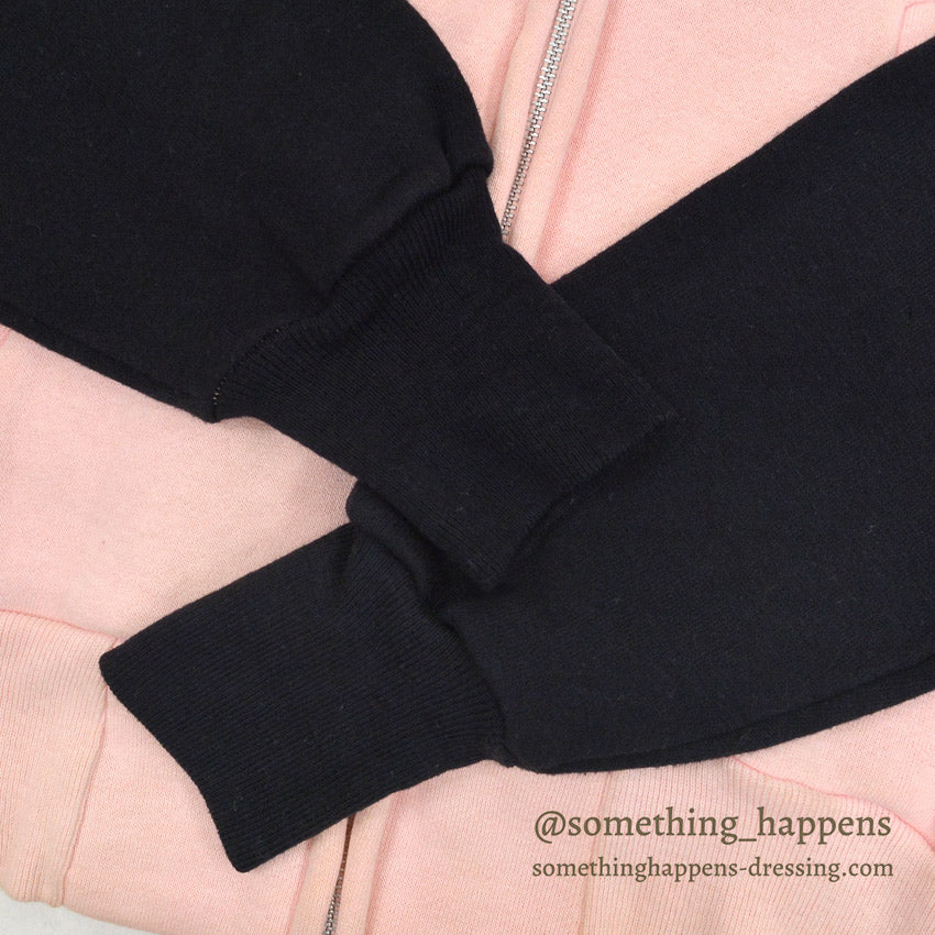 1950's DEADSTOCK HEALTHKNIT BLACK/PINK ZIP UP SWEAT SHIRT ... M