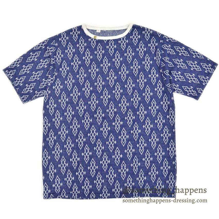 1960's~ DEADSTOCK ELY&WALKER LEISURE KNITS JACQUARD T-SHIRT BLUE ... L