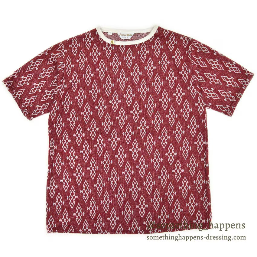 1960's~ DEADSTOCK ELY&WALKER LEISURE KNITS JACQUARD T-SHIRT RED... L