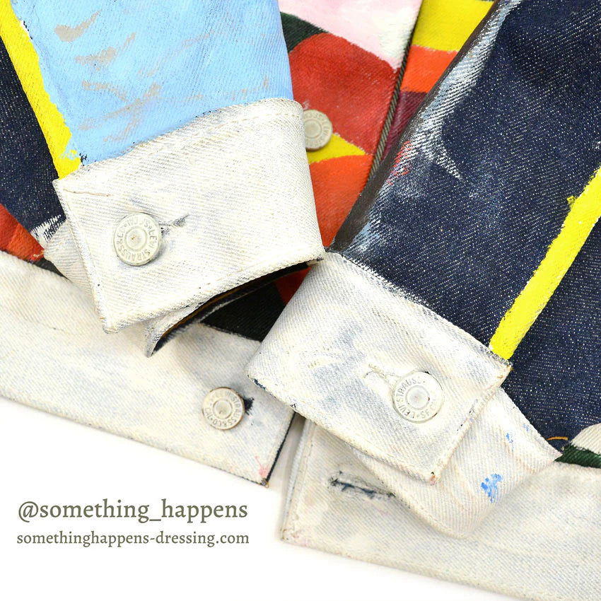 1970's Levi's FOLK ART PAINT 70505 small-e DENIM JACKET NON WASH ... 44