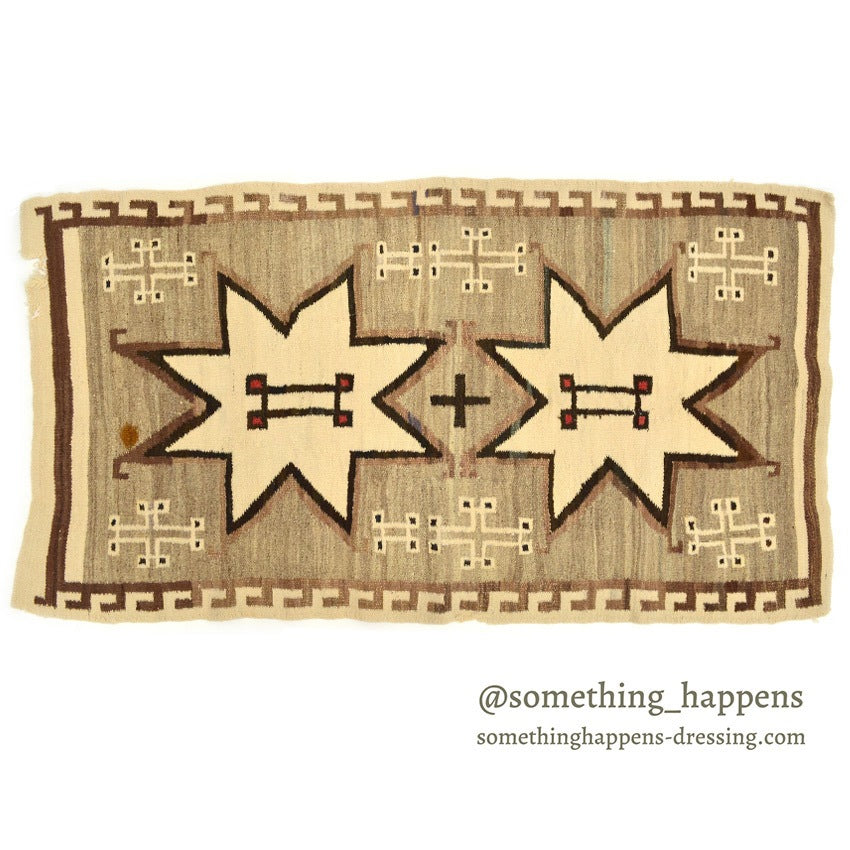 c.1920's NAVAJO RUG VALLERO STARS AND SPIDER WOMEN CROSSES ... 151cm/80cm
