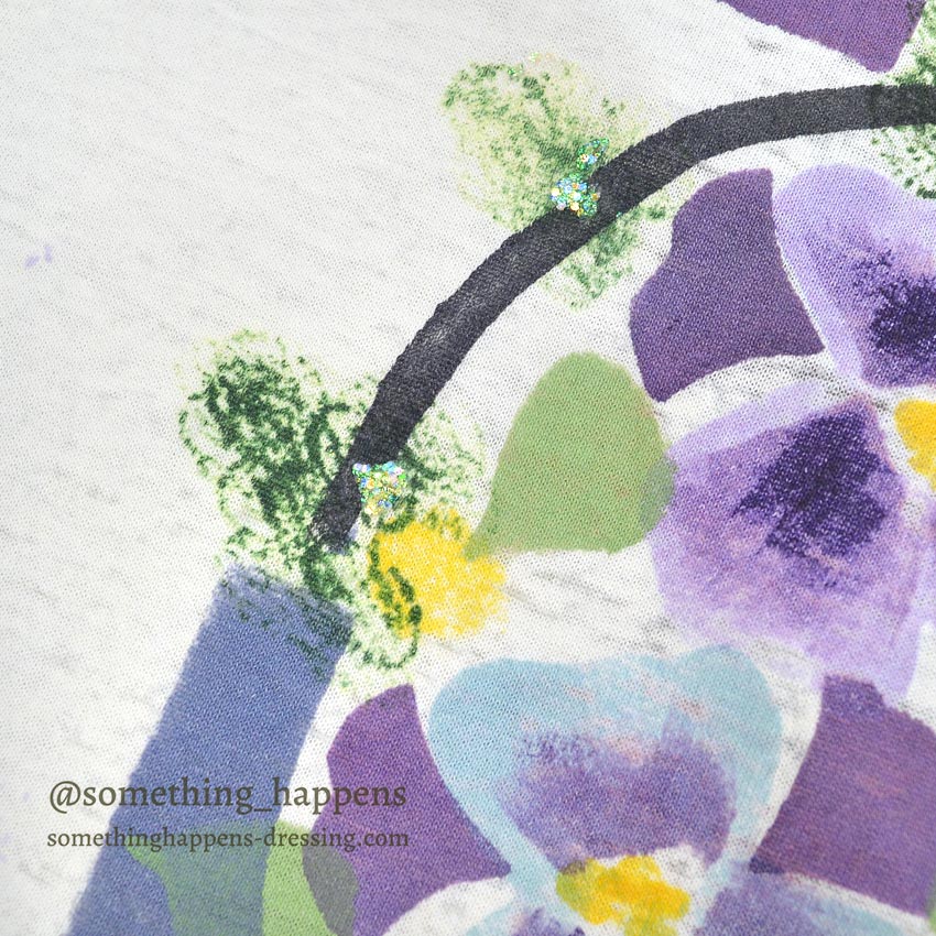 1990's HANES PANSIES FLOWER ART PRINT T-SHIRT ... XXL