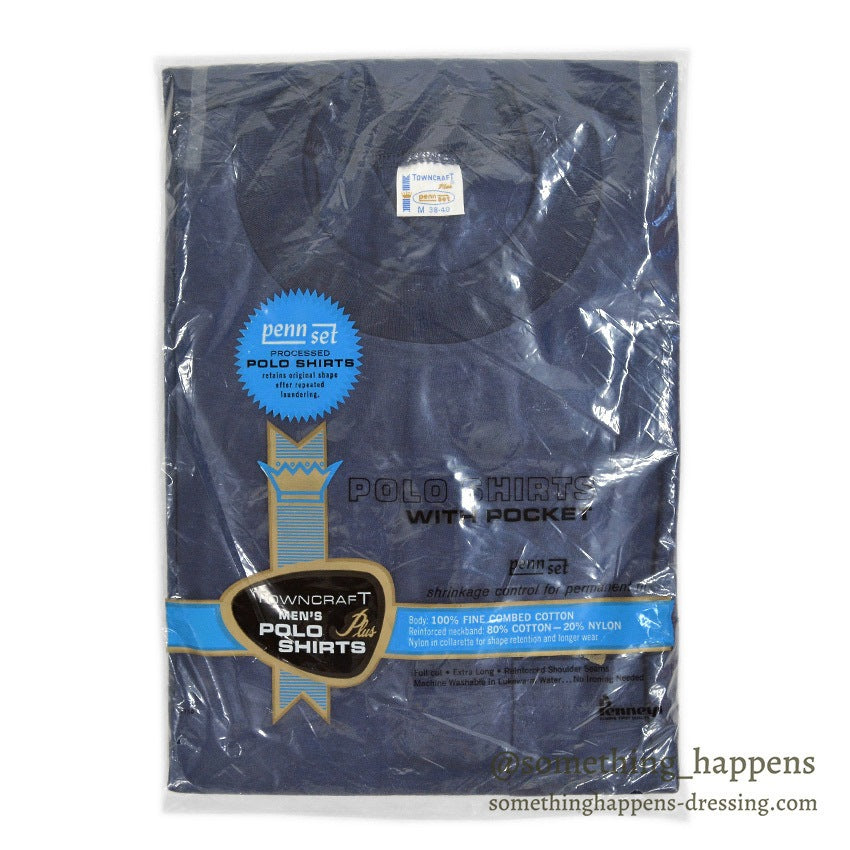 1960's DEADSTOCK TOWNCRAFT PENNEYS NAVY POCKET T-SHIRT... M