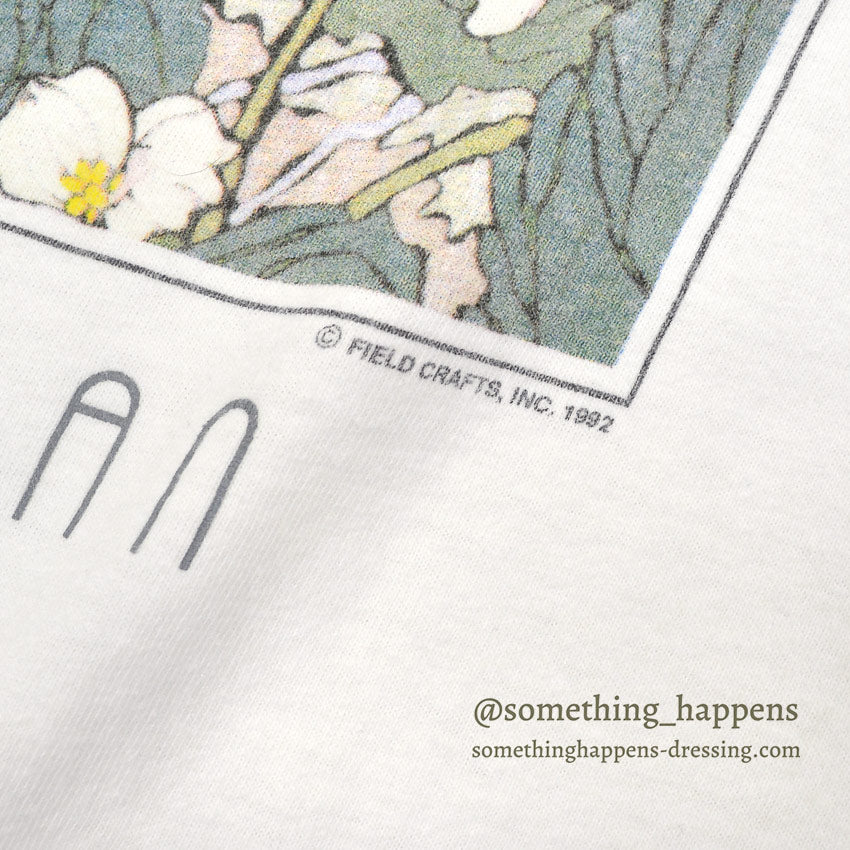 1990's HANES MICHIGAN FLORAL ART PRINT T-SHIRT...L