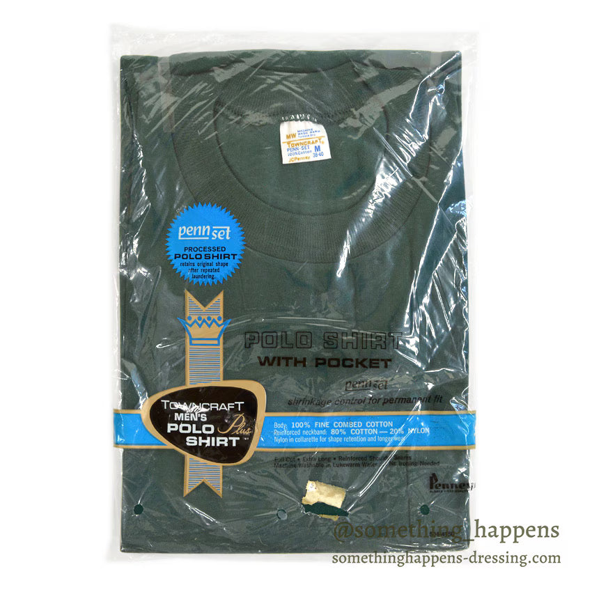 1960's DEADSTOCK TOWNCRAFT PENNEYS GREEN POCKET T-SHIRT...M