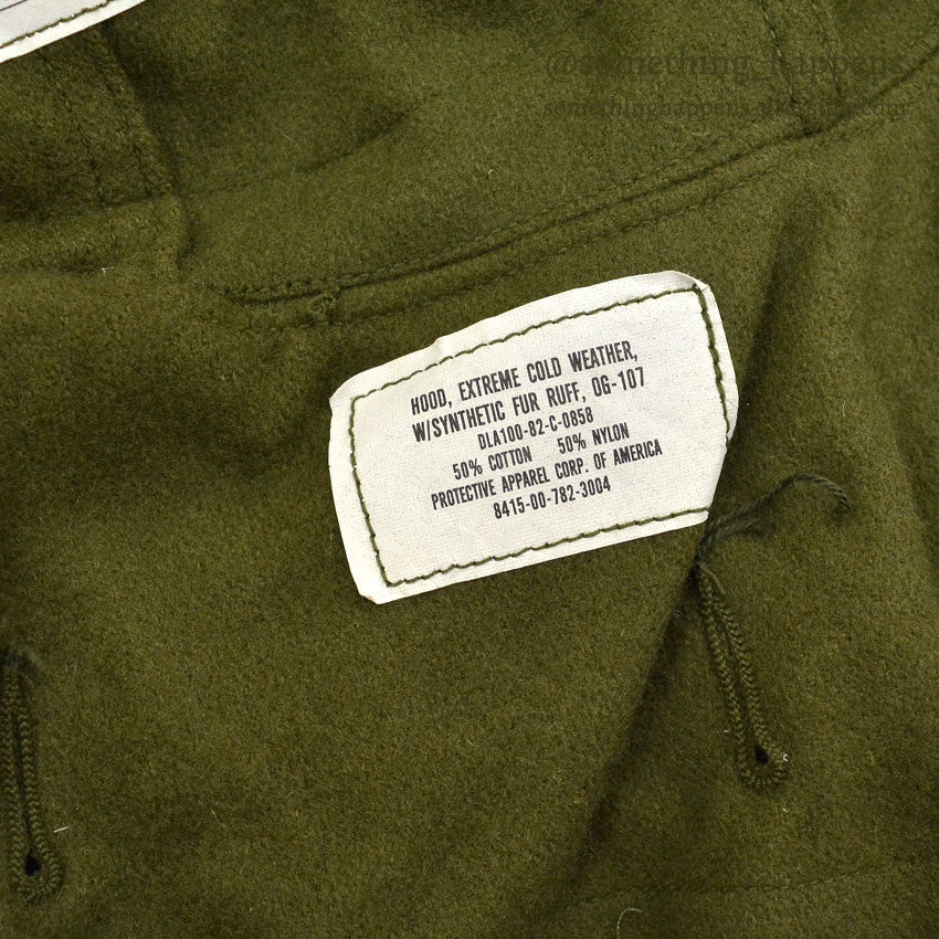 1960s Deadstock US Army Parka, Men's, M-65, Aluminum Zipper, Full Set... Medium