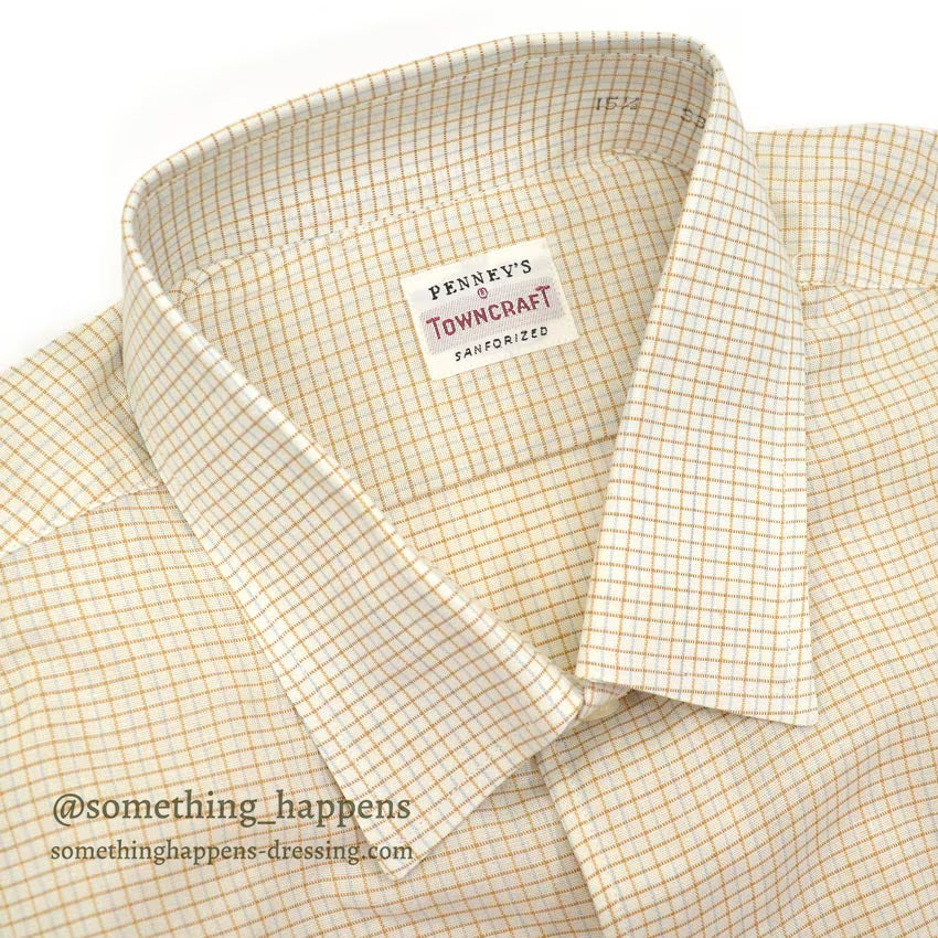 〜1960's DEADSTOCK TOWNCRAFT PENNEYS SMALL PLAID L/S SHIRT ... 15 1/2