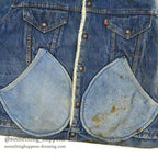 1970's Levi's 70605-0217 DENIM BOA JACKET ADD POCKETS / FADED... 44