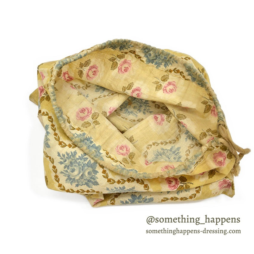 1910's~ WW1 ERA AMERICAN RED CROSS FLORAL FABRIC DITTY BAG...