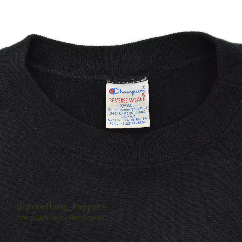 1990's CHAMPION PLAIN BLACK REVERSE WEAVE SWEAT SHIRT ... SMALL