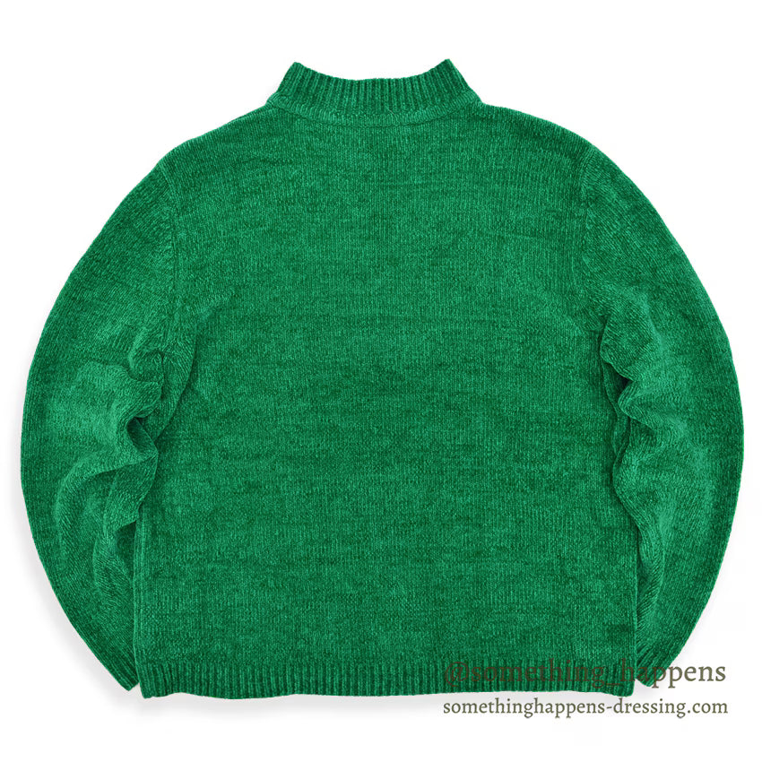 OLD GREEN MOCK NECK VELVET SWEATER... Fits like M
