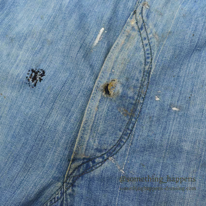 1930's~ WHITE FIELD S&B ONE POCKET DENIM OVERALL ... W39/L28