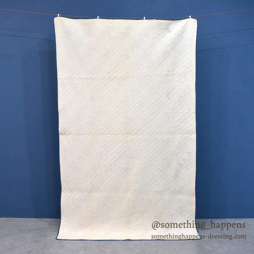 ANTIQUE LIGHTNING STREAK ZIG ZAG INDIGO STAR CALICO PATCHWORK QUILT... 195cm/120cm