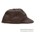 1980's~ BICK DARK BROWN LEATHER CAP SHORT BRIM...