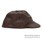 1980's~ BICK DARK BROWN LEATHER CAP SHORT BRIM...