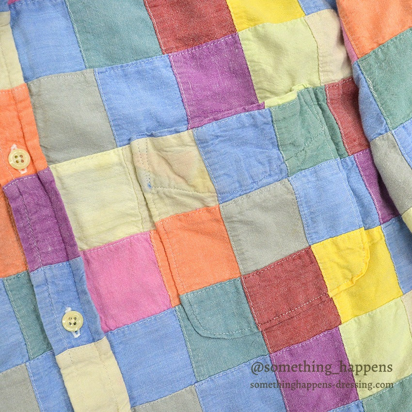 1990's J.CREW INDIA MADRAS PATCHWORK BD S/S SHIRT ... M