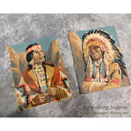 OLD NATIVE AMERICAN ART PORTRAIT PAINTING 2 SET ... 25cm/20cm